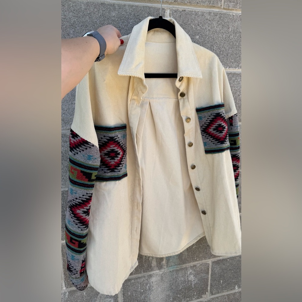Cream Aztec Patterned Shacket - Picture 3 of 5